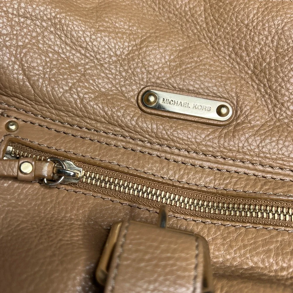 Michael Kors Austin Pebbled Leather Shoulder Tote Bag Brown Slouchy Hobo